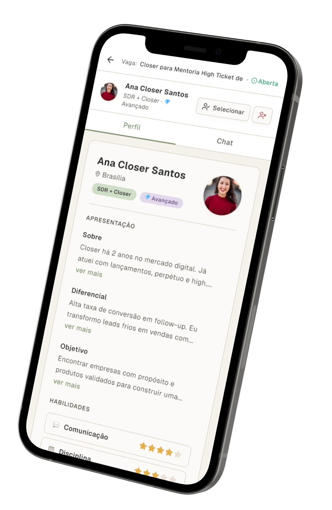 Perfil do closer na plataforma Conexão MultiMeta
